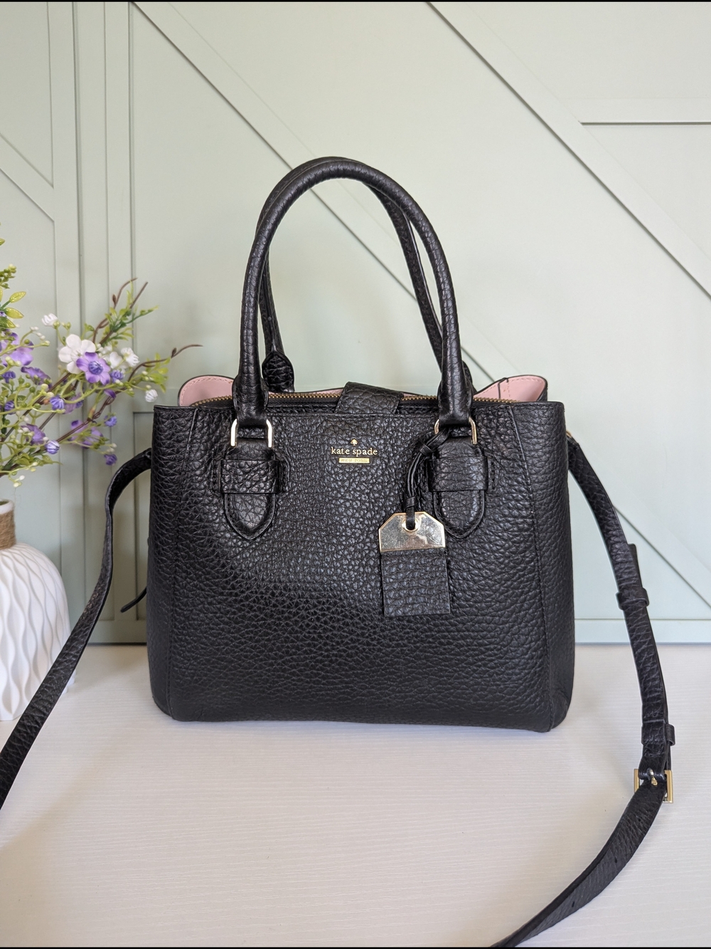 Kate Spade Black Pebbled Leather Satchel Bag